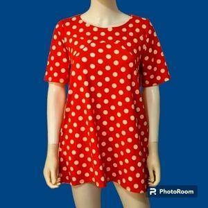 MOA COLLECTION Retro Red Polka Dot Short Sleeve Blouse